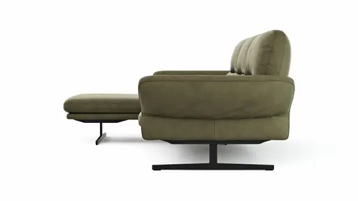 Ecksofa  Alexander - Longchair links mit 3-Sitzer inkl. Kopfstütze/Armlehne verstellbar, Leder, Olive