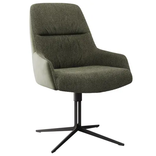 Armlehnstuhl Sagres - drehbar, Leder & Stoff, Olive