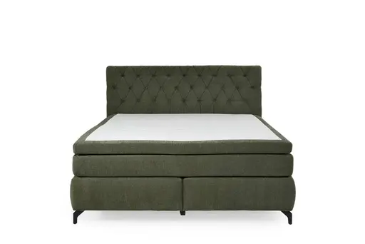 Boxspringbett JOLIN MIX- Liegefläche ca. 180x200 cm, Stoff Dunkelgrün 