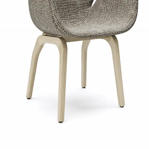 Armlehnstuhl Tooon - Stoff Graubeige, Gestell Holz