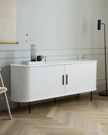  Sideboard - B ca. 180 cm, Eiche Furnier, Weiß