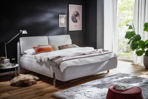 Polsterbett - Liegefläche ca. 180x200 cm, Stoff, Hellgrau