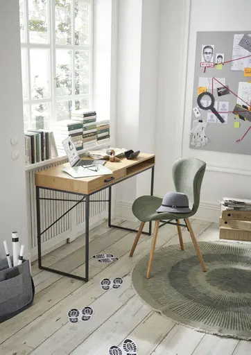 Konsol-/Homeoffice-Tisch - Wildeiche Nachbildung, Metall schwarz