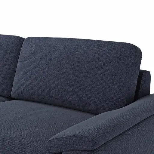 Ecksofa Oviedo - Ecke links mit 2,5-Sitzer inkl. Drehsitz, Stoff, Dunkelblau