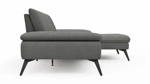 Ecksofa Collina - 2,5-Sitzer, Longchair rechts inkl. Sitztiefen- u. Armlehehnenverstellung, Stoff, Dunkelgrau