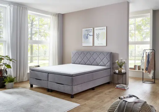 Boxbett STAN- Liegefläche ca. 180x200 cm, Stoff, Silbergrau