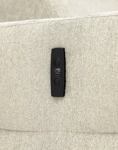 Ecksofa JANKO - 1-Sitzer mit Longchair rechts, Relaxfunktion motorisch, Stoff, Hellbeige