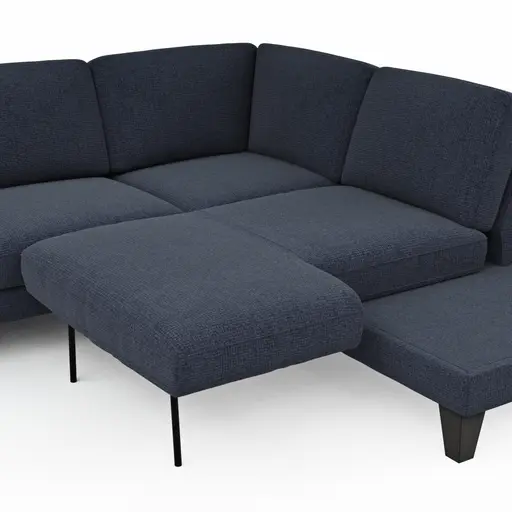Ecksofa Oviedo - 2,5-Sitzer mit Ecke rechts inkl. Drehsitz, Stoff, Dunkelblau