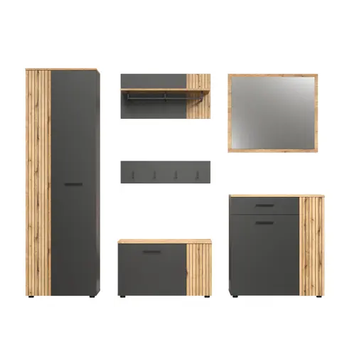 Garderobenkombination - Anthrazit, Eiche Coast Evoke Nachbildung