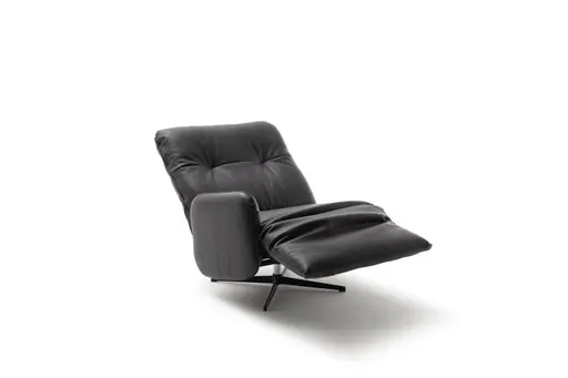 Loungesessel Lovere - Leder, Schwarz, Armlehne links