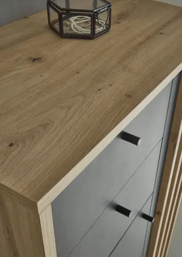 Kommode- B ca. 60 cm, Eiche Dekor, Schwarz