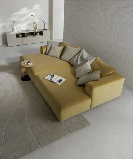 Megasofa Caruso - inklusive Kissen, Velour, Senfgelb