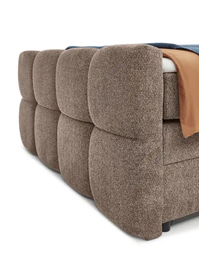 Boxspringbett SANDRIN R- Liegefläche ca. 140x200 cm, Stoff, Rose, inkl. Stauraum und Fußteil
