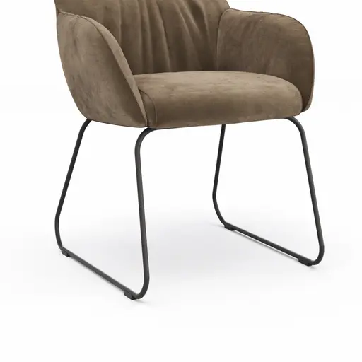 Armlehnstuhl Noli - Stoff, Sand, Kufe