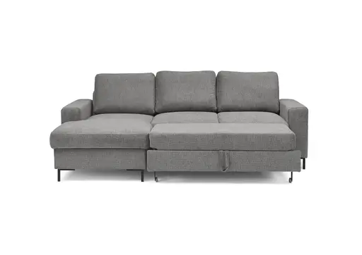 Ecksofa - Longchair links mit 2-Sitzer, Stoff, Grau