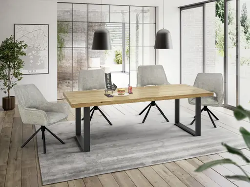 Armlehnstuhl MARESA - drehbar, Stoff, Silberfarben