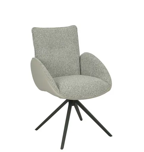 Armlehnstuhl MAURA - drehbar, Stoff, Silberfarben, Latte Macchiato
