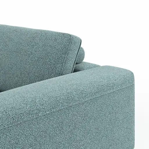 Ecksofa Solano - Longchair Links mit 2,5-Sitzer, Boucle, Seablue