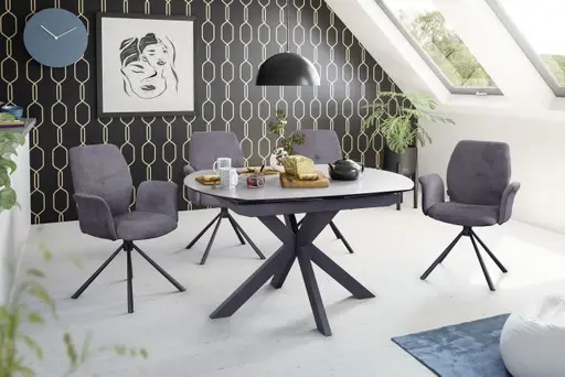 Esstisch MEGGIE - ausziehbar, LB ca. 130x100 cm, Keramik, Grau