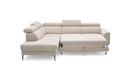 Ecksofa CHARIS - Ecke links, 2-Sitzer inkl. Schlaffunktion und Bettkasten, Microfaser, Sand