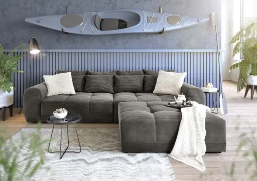 Megasofa JANNI - 3-Sitzer, Stoff, Grau