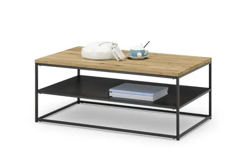 Couchtisch - LB ca. 95x55 cm, Wildeiche Massiv, Schwarz