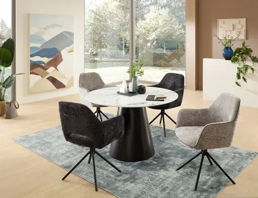 Armlehnstuhl - drehbar, Stoff, Silberfarben