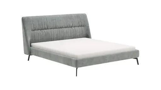 Bett Alvito - Liegefläche 180x200 cm, Stoff, Silberfarben