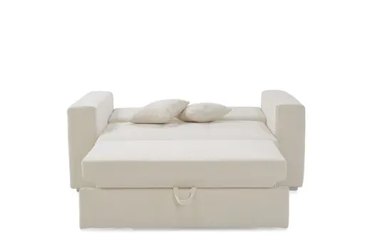 Sofa JORDEN 2 - 1,5-Sitzer inkl. Schlaffunktion mit Bettkasten, Stoff, Beige