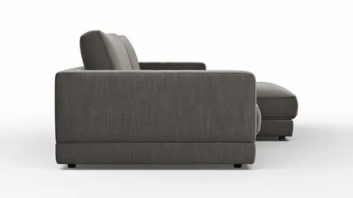 Ecksofa Juni - 1,5-Sitzer mit Longchair rechts, Stoff, Schwarz