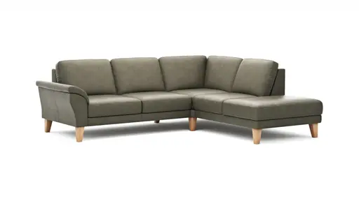 Ecksofa Rockport A - 2,5-Sitzer mit Ecke rechts, Leder, Dunkelgrau