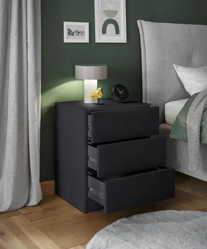 Nachtkonsole- Graphit, Glas, Graphit