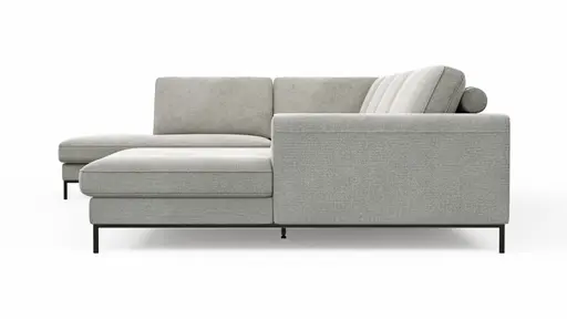 Wohnlandschaft Solano - Ecke Links, 2-Sitzer, Longchair Rechts, Stoff, Hellgrau