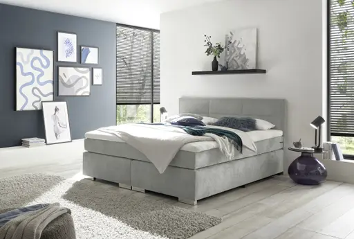 Boxspringbett SIRKO- Liegefläche ca. 180x200 cm, Stoff, Hellgrau