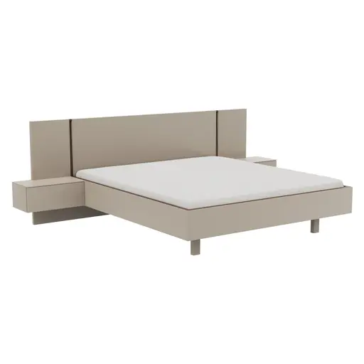 Bettanlage Matera - Liegefläche ca. 180x200 cm, Lack, Muschelgrau, Wildeiche, Coffee