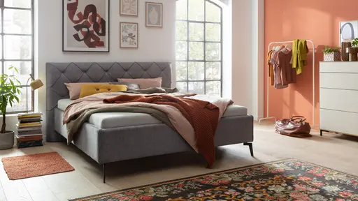 Bettgestell Carmen - Liegefläche ca. 180x200cm, Stoff, Dunkelgrau