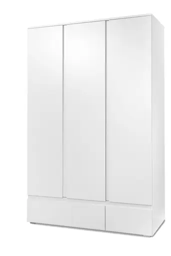 Kleiderschrank- 3-türig, Weiß, Matt