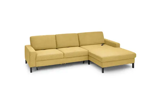  Ecksofa CALM MOVE 2.0 - 2,5-Sitzer mit Longchair rechts, Schlaffunktion, Feincord, Gold