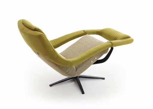 Sessel - Relaxfunktion motorisch, Stoff/Leder, Gelb/Grün