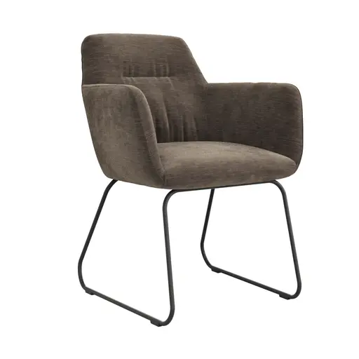 Armlehnstuhl Nashville - Stoff, Dunkelbraun