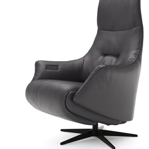 Relaxsessel Girona -  Relaxfunktion (motorisch), Leder, Schwarz