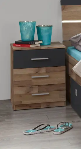 Nachtkommode- Holz Dekor, Graphit