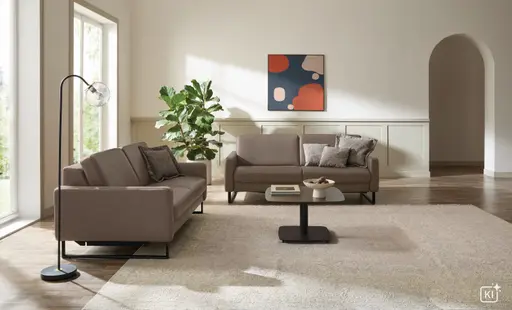 Sofa Aracena - 2,5-Sitzer, Leder, Graubraun
