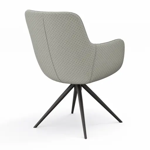 Armlehnstuhl Mis - Leder, Dunkelgrau, Stoff, Grau, Gestell Stativ