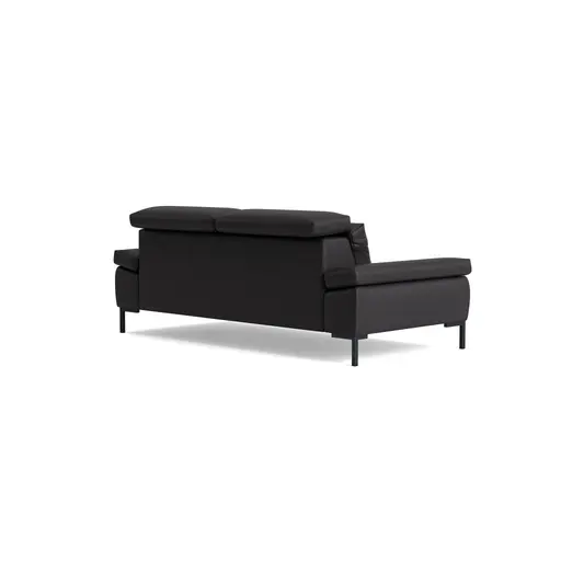 Sofa Braska - 3-Sitzer, inkl. Kopfstütze verstellbar, Leder, Anthrazit