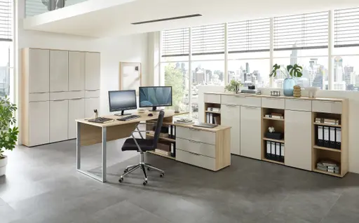 Büroschrank - B ca. 80 cm, Riva Eiche Nachbildung, Kaschmir