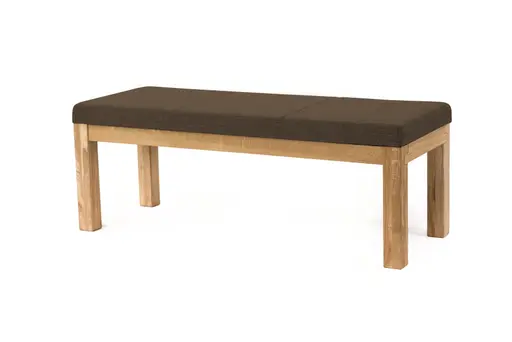 Sitzbank - Breite ca. 130 cm, Eiche massiv, Stoff, Dunkelbraun