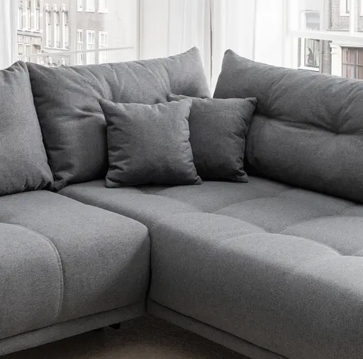 Ecksofa - 2-Sitzer mit Longchair rechts, Stoff, Anthrazit
