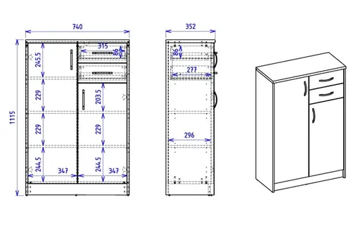 Kommode - B ca. 74 cm, Sonoma Eiche Nachbildung