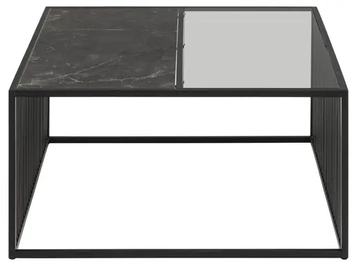 Couchtisch AVELINA - Marmoroptik, Glas, Metall schwarz